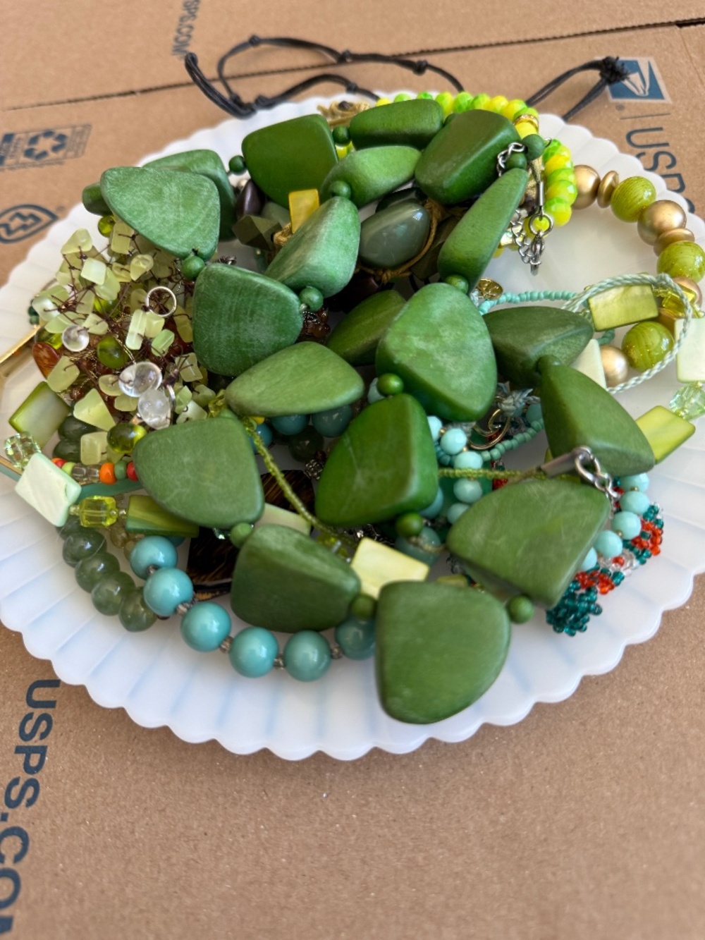 Baggie Full of Green Jewelry Wearable Craft Lot